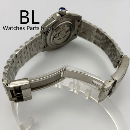 BLIGER 40mm Dive Automatic Men Watch NH34 GMT Black Dial Red GMT Letter Jubilee Bracelet Red Blue Pepsi Color Ceramics Bezel