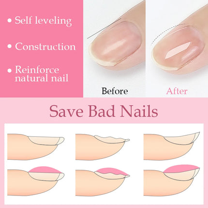 NAILCO 6Colors 15ml Hema Tpo Free Rubber Base Gel Polish Jelly Pink Clear Nail Extension Semi Permanent UV Hybrid Gel Varnish