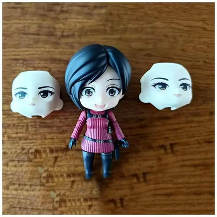 Anime #2761 #2337 Q Version Ada Wong & Leon S. Kennedy Statue Set Swappable Faces Movable Joints Desktop Decor Gifts Collectible