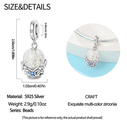 Original 925 Sterling Silver Charms Beads Cute Mushroom Unicorn Love Wings Pearl Charm for Bracelet Pendant Woman Girl Jewelry