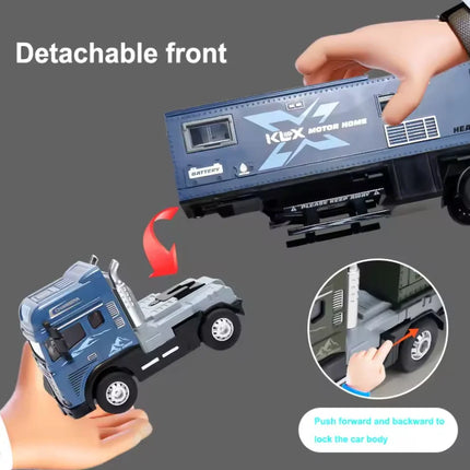 Large Alloy Travel Sound and Light RV Model Simulation Sound and Light Truck Toy Off-road Container Truck Toy Children's Gift ﻿