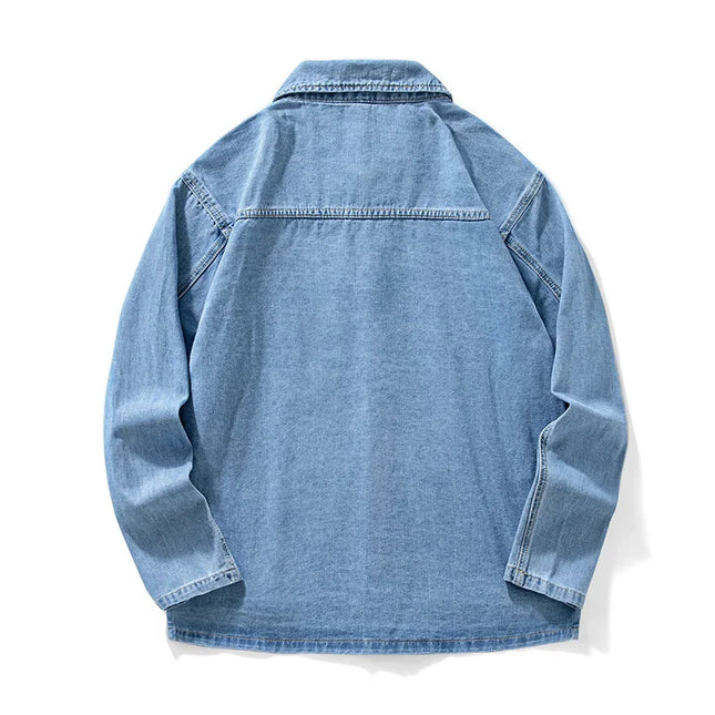 Men's Spring New Loose Fit Flat Foot Casual Shirt Multi-Pocket Design Japanese Workwear Top Comfortable Loose Style