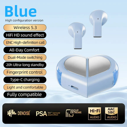K520 Bluetooth Wireless Earphones Rotatable Heart Shape Charging Box Low Latency Gaming Stereo In Ear Earbuds