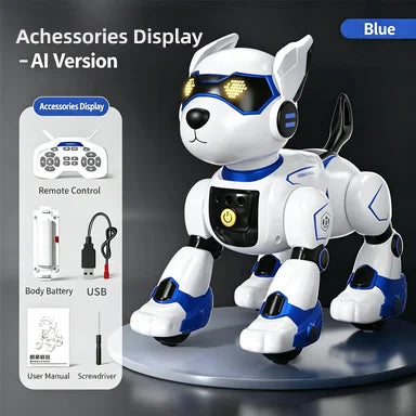 AI Programmable RC Robot Dog With Detachable Loading Basket Multifunctional Stunt Mechanical Pet Children Holiday Toy