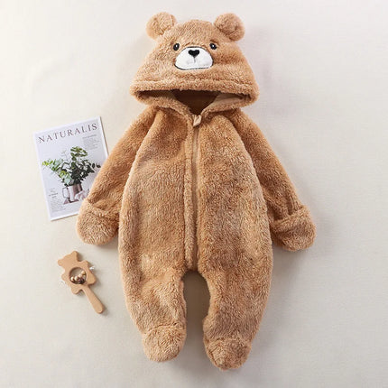 2025 Autumn Winter Baby Romper Cartoon Fluffy Panda Rabbit Bear Jumpsuit  Boys Girls Soft Warm Cotton Outwear Clothes