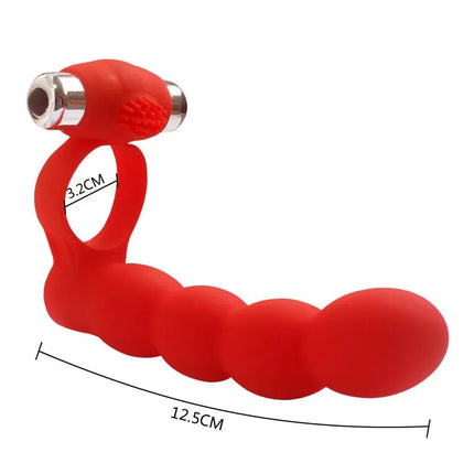 7 Speeds Penis Vibrating Ring Double Penetration Strong Dildo Anal Beads Butt Plug Rabbit Vibrator Clitoris Sex Toys for Couple