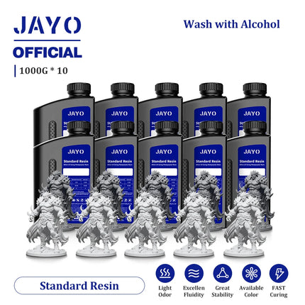 JAYO Standard/ABS-Like/PA-Like/High Temp/Though Resin 10KG 395-405nm UV Curing  Photopolymer Rapid Resin for LCD/DLP 3D Printer
