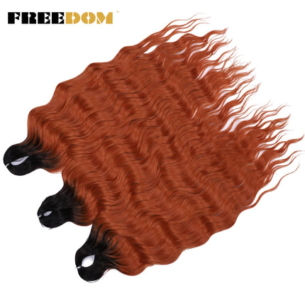 FREEDOM Synthetic Braiding Hair Extensions Deep Wavy 24 inch Long Curly Braids Hair Ombre Brown Rainbow Twist Crochet Hair