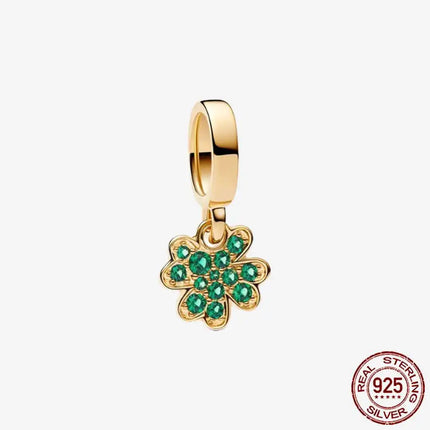 Key & Lock 925 Sterling Silver Pave Moon Heart Flower Dangle Charms Fit Original Bracelet Beads Jewelry DIY Gift plata de ley
