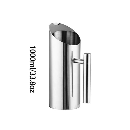 Stainless Steel Water Pitcher With Spout Guard, Food Grade Modern Metal Jug for Hot/Cold Drinks, Heat Insulation Handle