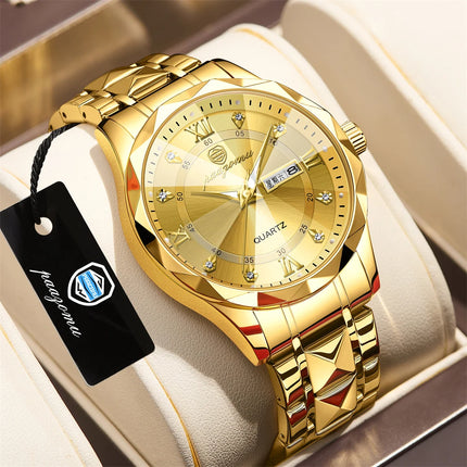 PAAZOMU Men's Wristwatch Top Brand Luxury Waterproof Luminous Date Week Men's Watches Stainless Steel Quartz Men's Watch Male reloj