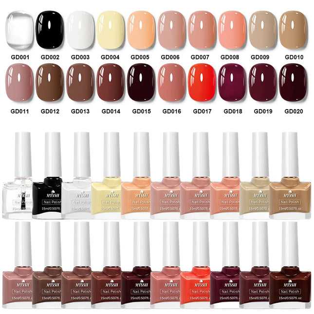 20pcs/set 15ml Water-Based Nail Polish Long Lasting Quick Drying No Need of Lamp to Cure Nail Supplies Vernis for Nails Manicure
