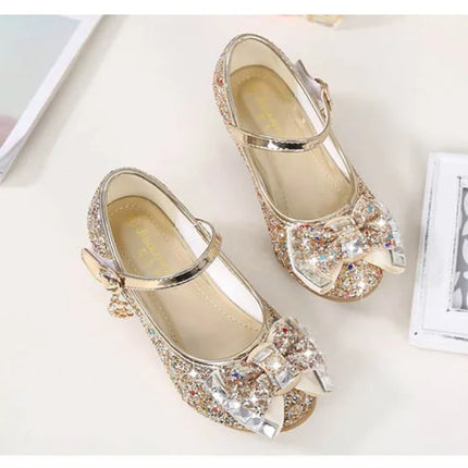 10 Colors Children Princess Sandals Kids Girls Wedding Shoes High Heels Dress Shoes Bowtie Gold Pink Blue Silver Shoes For Girls