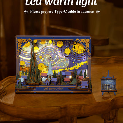 ROKR Starry Night 3D Puzzles ,Mother's Day DIY Wooden Vincent Van Gogh Painting Artwork Craft Kit Building Set ,Home Decor