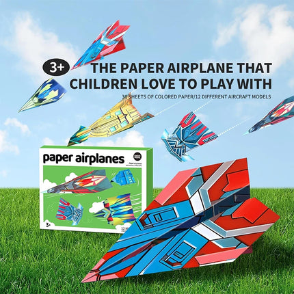 Paper Airplane Origami Kit for Kids Boys 12 Design Origami Paper Plane Kits Crafts Activities Airplane Toys Gifts Origami Book