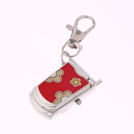 1 Piece Fashion Retro Cute Backpack Pendant Flip Phone Keychain Watch Hanging Watch Creative Gift