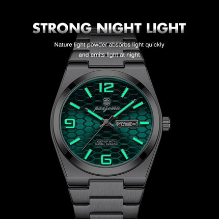 PAAZOMU Sport Luxury Men's Wristwatch High Quality Waterproof Luminous Watch For Men Fashion Date Week Quartz Men's Watches Reloj