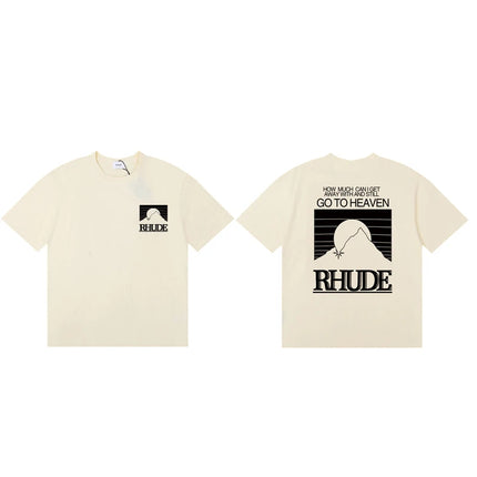 Streetwear Trend Rhude T-shirt Casual Logo Print Short Sleeve Summer Men Women High Quality Cotton Top Tee