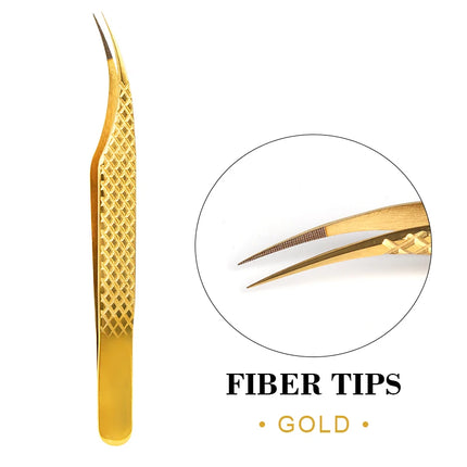 1pc Fiber Tip Tweezers Stainless Steel Straight Curved Nail Tools Volume Eyelash Accurate Tweezers Clip Set Makeup Tools