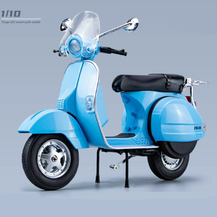 1:10 Alloy Diecasts Vespa 125 Classics Motorcycle Model Vehicles Sound Light Off Road Autocycle Simulation Collectibles Toys Car