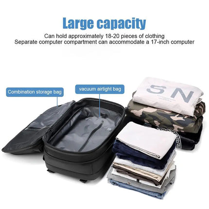 Travel New Backpack Men's Business Multi-function Computer Bag Vacuum Compression Large Capacity Backpack TPU Teen Bag Man