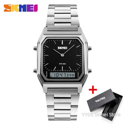 SKMEI Luxury Digital Quartz Watch for Men Sports Chronograph Waterproof Mens Wristwatches Stainless Steel 1612 reloj hombre 1220
