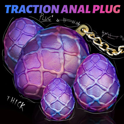 New Large Egg Type Anal Plug With Chain Couple Masturbation Traction  Anal Plugs Oviposition Trainer Lay-Eggs BDSM Adult Sex Toy