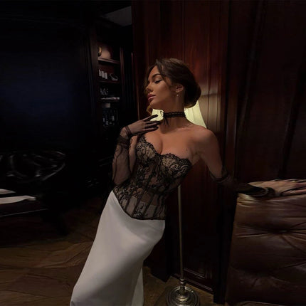 Sexy Lace Fishbone Bandage Vest Women Slim Strapless Backless Female Corset 2026 Spring Summer Lady Beach Party Tops New