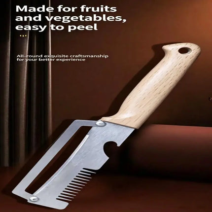 Multi-Functional Vegetable Peeler For Kitchen, Ultra-Sharp Stainless Steel Blade With Wooden Handle And Bottle Opener