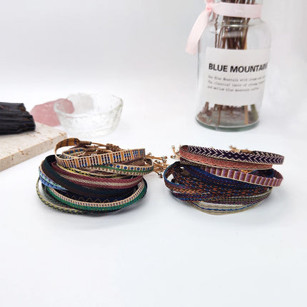 KKBEAD Colombia Bracelet Cloth Fabric Bracelets for Women Men Handwoven Braided Wristband Gift Wholesale Boho Friendship Jewelry