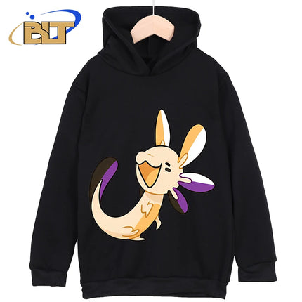 Axolotl Printed Kidswear Classic Sportswear For Boys and Girls New Hoodie for Kids in Black
