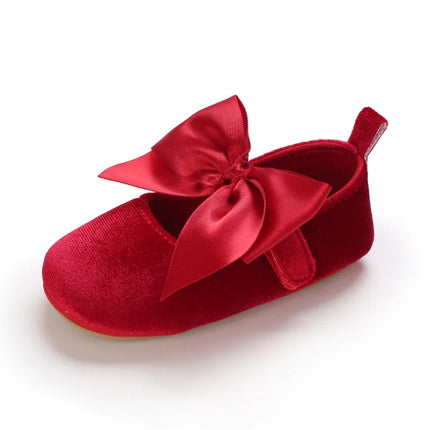Fashionable Red Baby Shoes for Newborn Girls Cloth Bottom Elegant Noble Casual First Walking Shoes