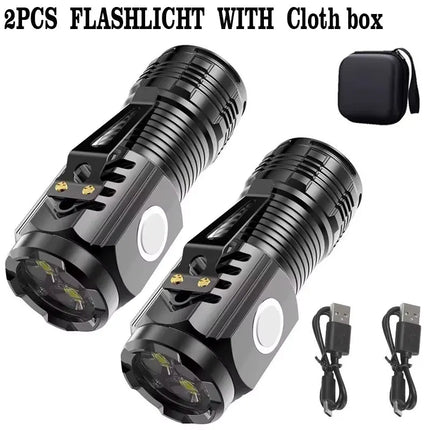 Mini 3LED Flashlight With Pen Clip,Night Walking, Portable Brightness,Rechargeable Waterproof Emergency Spotlight Outdoor Torch