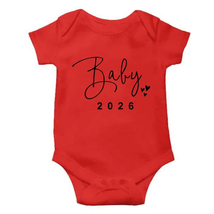 Baby 2026 Pregnancy Announcement Newborn Baby Bodysuits Cotton Summer Boys Girls Romper Jumpsuit Clothes Outfit