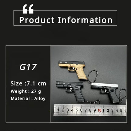Semi-Alloy 1:3 Pistol Model Metal Mini G17 Toy Gun Detachable DIY Keychain Pendant Ornaments Children's Toy Christmas Pendant