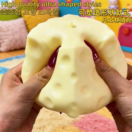 Jumbo Cheese Cube Stress Ball Big Cheese Shapeable Squeeze Ball Soft Pinch Fidget Toy Fun Game Sensory Anti-Stress Festival Gift