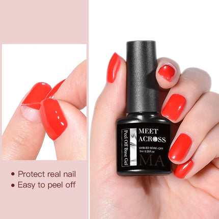 7ml MEET ACROSS Peel Off Base Gel Clear Primer UV Gel Nail Polish Base Gel Semi Permanent Air Dry Gel For Protect Care Art Glue