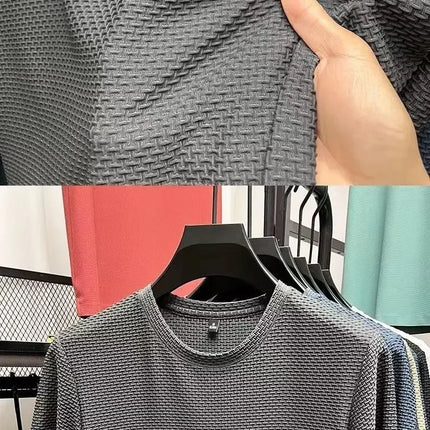 Summer Men's Round Neck Short Sleeved T-shirt M-5XL Oversize Wrinkle Resistant Breathable Top Texture Fabric Versatile Tees