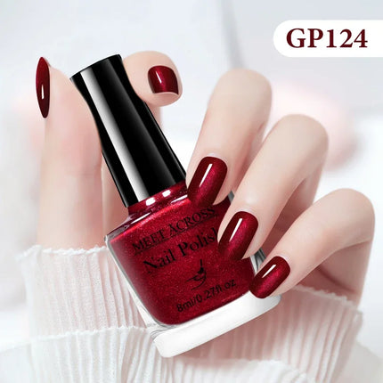 MEET ACROSS 8ml Glass Bottle Water-Based Peel Off Nail Polish Colorful Air Dry Nail Art Varnish Nails Manicure No Need Lamp