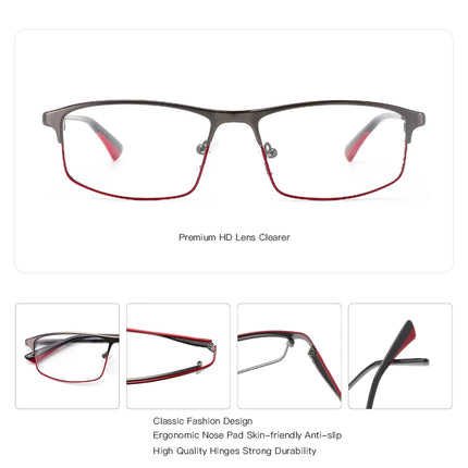 BLUEMOKY Metal Eyebrow Prescription Glasses for Men Fashion Square Photochromic Optical Eyeglasses Progressive Eyewear