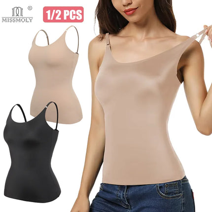 Women Sexy Shapewear Top Tummy Control Smooth Body Shaper Camisole Tank Top Slimming Belly Compression Vest 2PCS 2025 Summer
