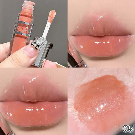 Cappuvini Peach Jelly Water Light Glass Gloss Lip Gloss Lasting Non-stick Waterproof Lip Plumping Moisturizing Lipgloss Makeup