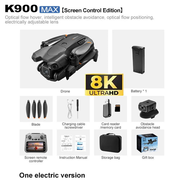 K900 MAX 8K Professional Drone with Dual Camera WiFi FPV Aerial Photography 360° Obstacle Avoidance Quadcopter airdrop Drone Toy