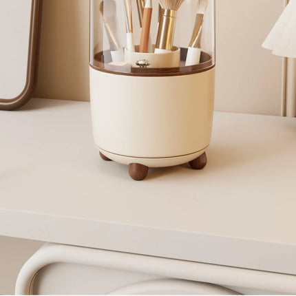 360-degree rotating dust-proof dressing table cosmetic organiser Lipstick and eyeshadow storage box Desktop pencil holder