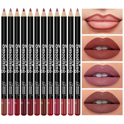 12 pcs Long-Lasting Lipstick Set with Professional Lip Liner Pencil and Matte Lip Gloss Makeup for Women Valentine's Day Gifts