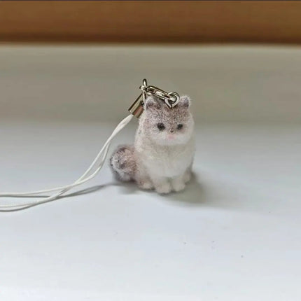 Flocking Animal Dog Cat Pendant Cute Keychain Keyring Bag Earphone Car Keychain Decor Keychains Accessories Phone Chain Lanyard