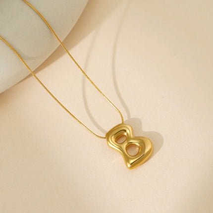 CARLIDANA Initial Stainless Steel Women Gold Plated Bubble Balloon Letter Personalized Round Snake Chain Chunky Name Necklace