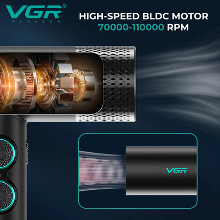 VGR Leafless Hair Dryer Professional Hair Blower Dryer Brushless Motor Dryer 110000RPM Negative Ion Powerful Hair Dryer V-401