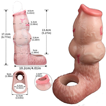 FAAK 14 styles Silicone Fantasy Horse Hollow Dildo Dog Large Knot Nude Penis Sleeve Size S M L Cock Enlarger Sex Toys For Men
