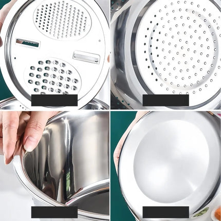 Mixing Bowls Set Vegetable Stainless Steel Slicer Vegetable Washing Basin Drain Basket Multifunctional Mixing Bowls Kitchen tool